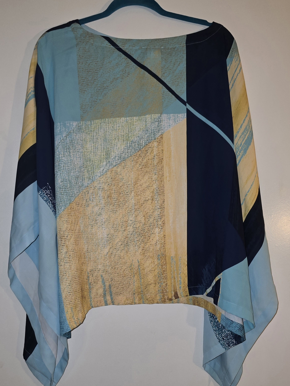 Chico's Blue, Navy & Yellow Geometric Tunic Top S/M